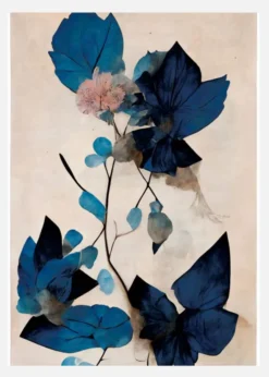 Blue Dry Flowers Canvastavla (30x40 cm)