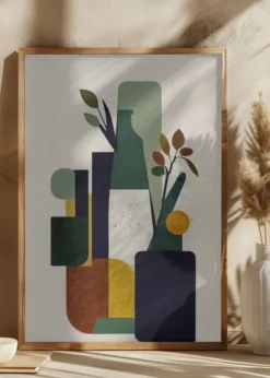 Bottle and Plant Poster (21x29.7 cm (A4))