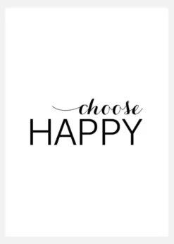 Choose Happy - Svart Canvastavla (30x40 cm)