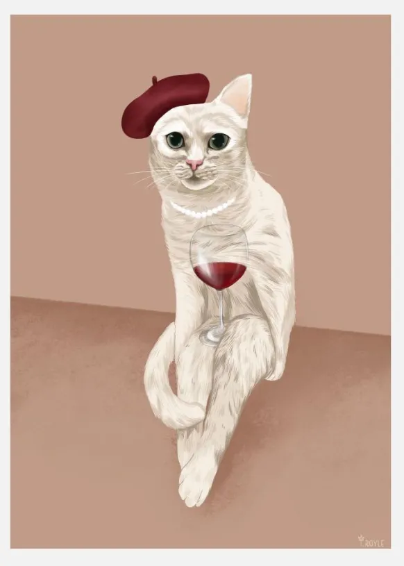 Classy Wine Cat Canvastavla (30x40 cm)
