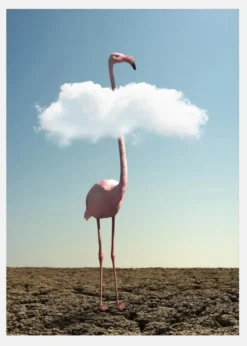 Cloudy Flamingo Canvastavla (30x40 cm)
