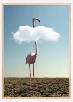 Cloudy Flamingo Poster (21x29.7 cm (A4))