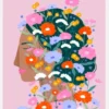Colourful Flower Lady Canvastavla (30x40 cm)