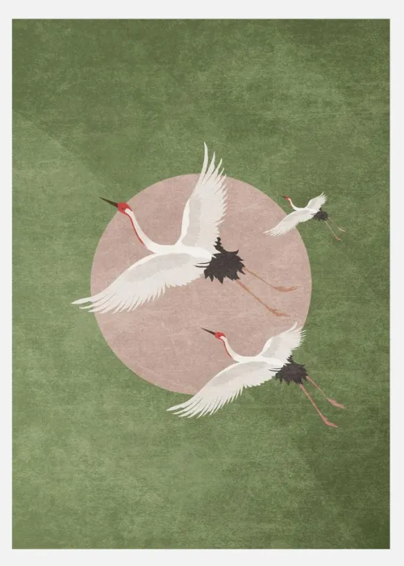 Cranes In Flight Canvastavla (30x40 cm)
