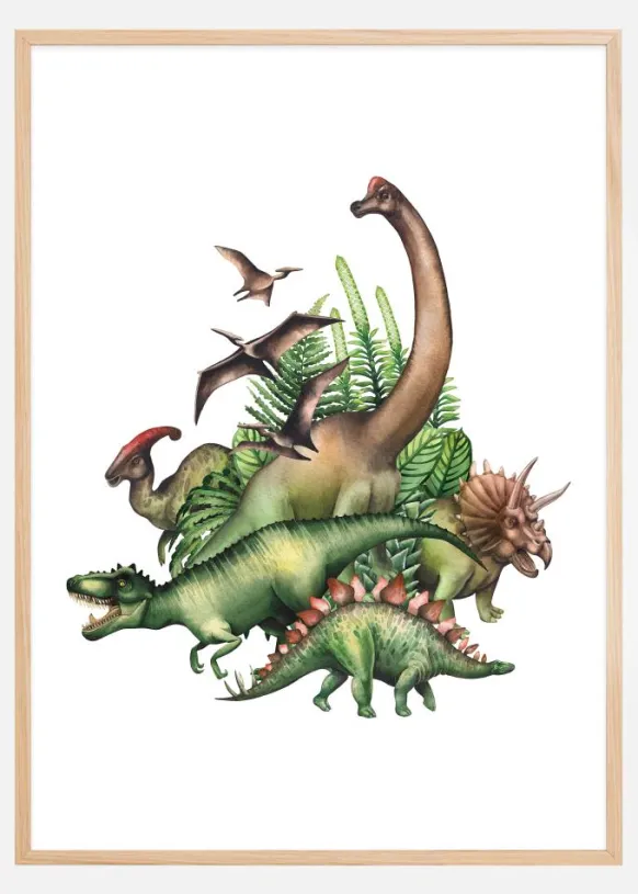 Dinos in the jungle Poster (21x29.7 cm (A4))