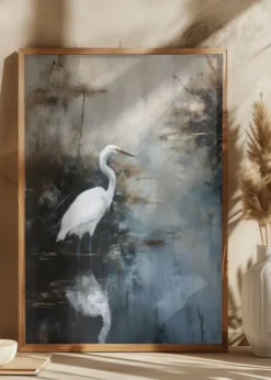 Egret in Lake Poster (21x29.7 cm (A4))
