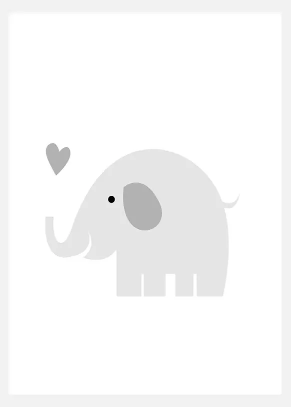 Elefant Solo - Dimgrå Canvastavla (30x40 cm)