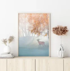 Elk Lost In Mist Poster (21x29.7 cm (A4))