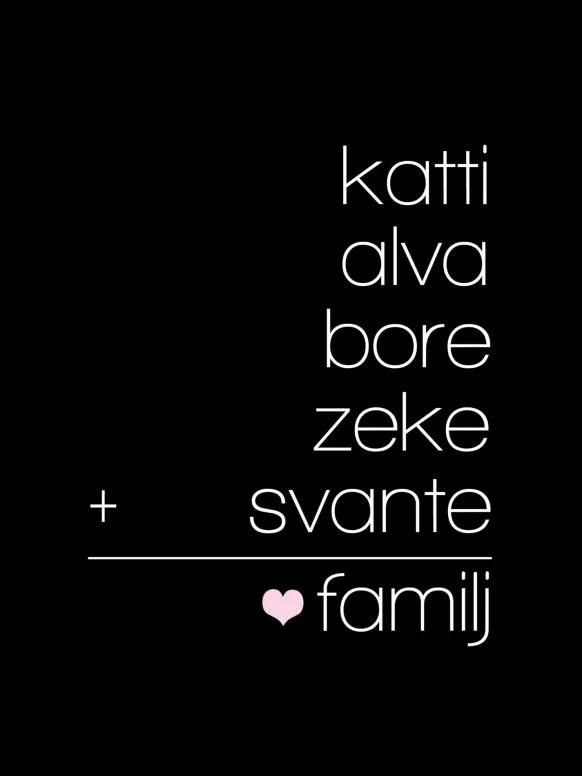 Familjeekvation Svart - 5 Namn (21x29,7 cm (A4))