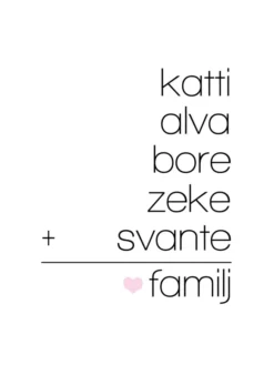 Familjeekvation Vit - 5 Namn (21x29,7 cm (A4))