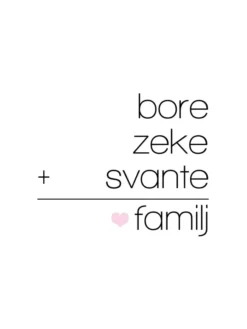Familjeekvation Vit - 3 Namn (21x29,7 cm (A4))