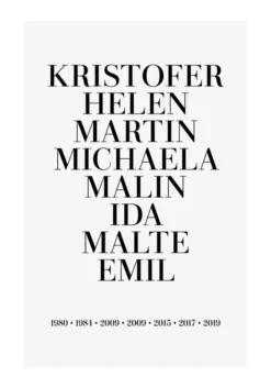 Familjetavla - 8Namn & Födelseår - Grå (21x29,7 cm (A4))