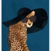 Fashionable Cheetah Wearing A Sunhat Canvastavla (30x40 cm)