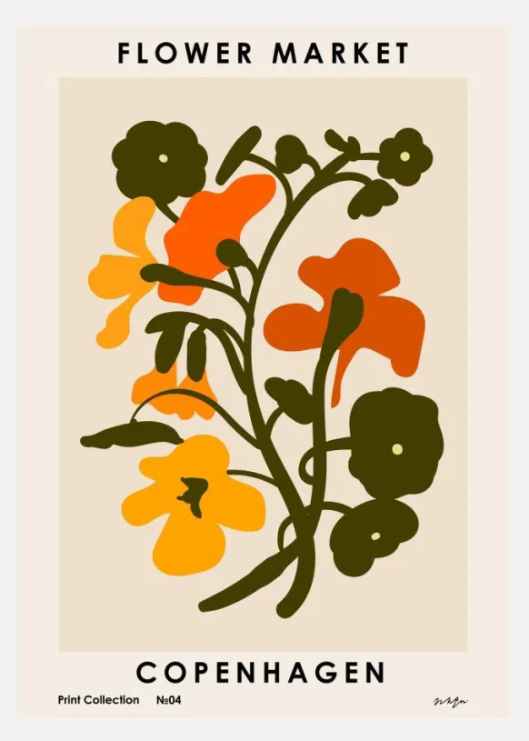 Flower Market. Copenhagen Canvastavla (30x40 cm)