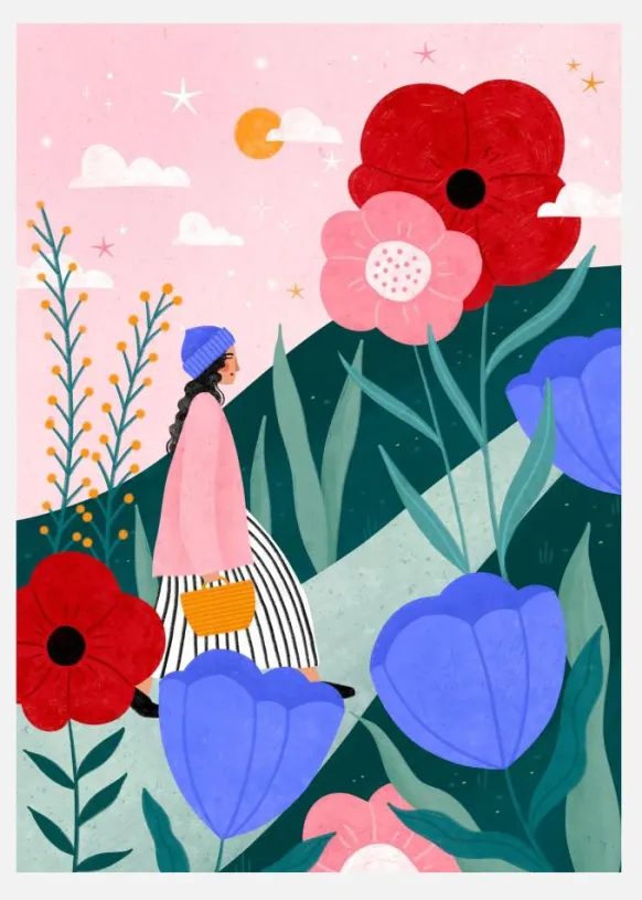Flower Walk Canvastavla (30x40 cm)