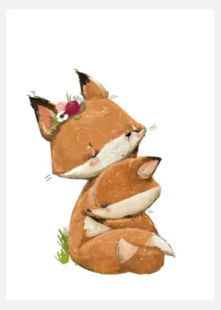 Fox Hugging Canvastavla (30x40 cm)