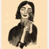 Girl With Flower Canvastavla (30x40 cm)