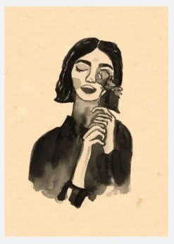 Girl With Flower Canvastavla (30x40 cm)