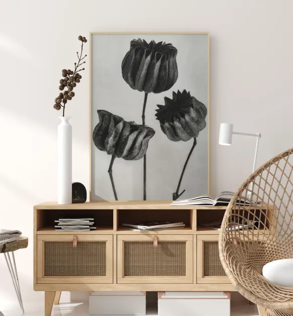 Grey Flower V Poster (21x29.7 cm (A4))