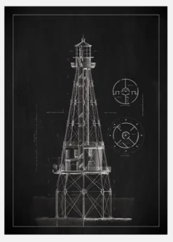 Griffeltavla - Fyr - Ship Shoal Lighthouse Canvastavla (30x40 cm)