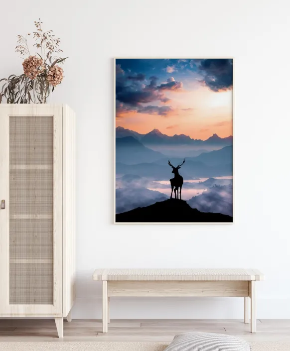 Heavenly Blue Deer Poster (21x29.7 cm (A4))