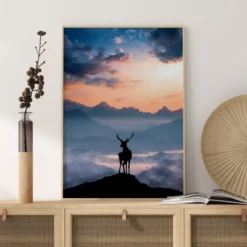 Heavenly Blue Deer Poster (21x29.7 cm (A4))