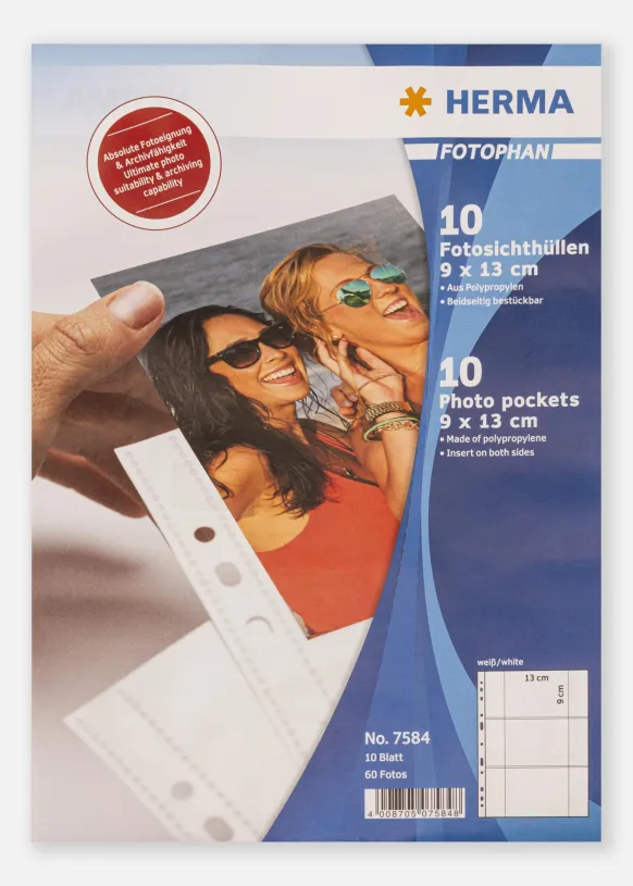Herma fotofickor 9x13 cm liggande - 10-pack vita