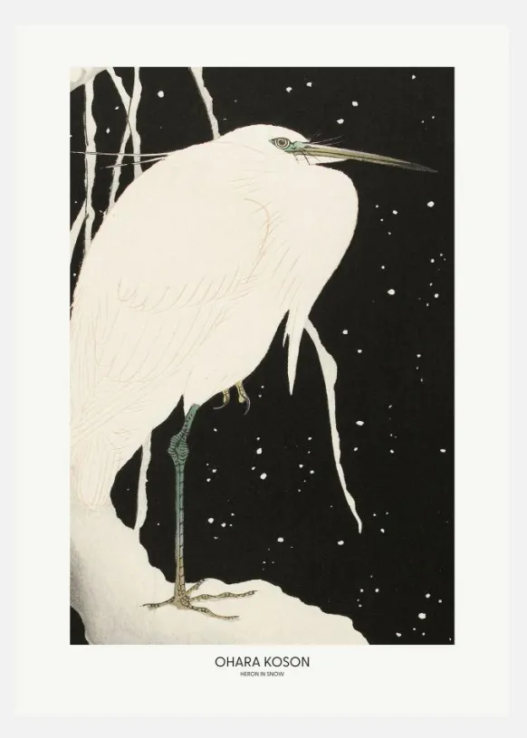 Heron In The Snow Canvastavla (30x40 cm)