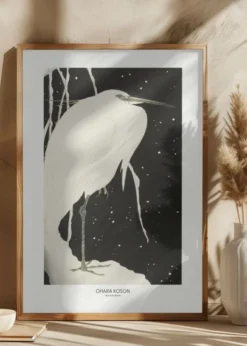 Heron In The Snow Poster (21x29.7 cm (A4))