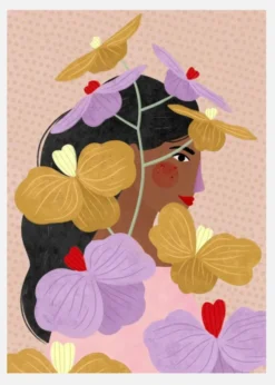 Hidden Behind Yellow Purple Flowers Canvastavla (30x40 cm)
