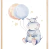 Hippo Balloon Poster (21x29.7 cm (A4))