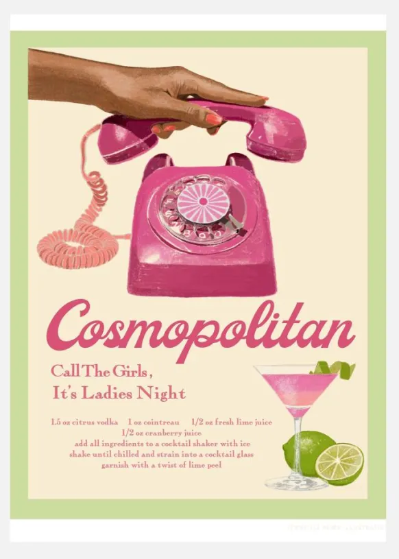 Jlr Cocktails Cosmopolitan Canvastavla (30x40 cm)