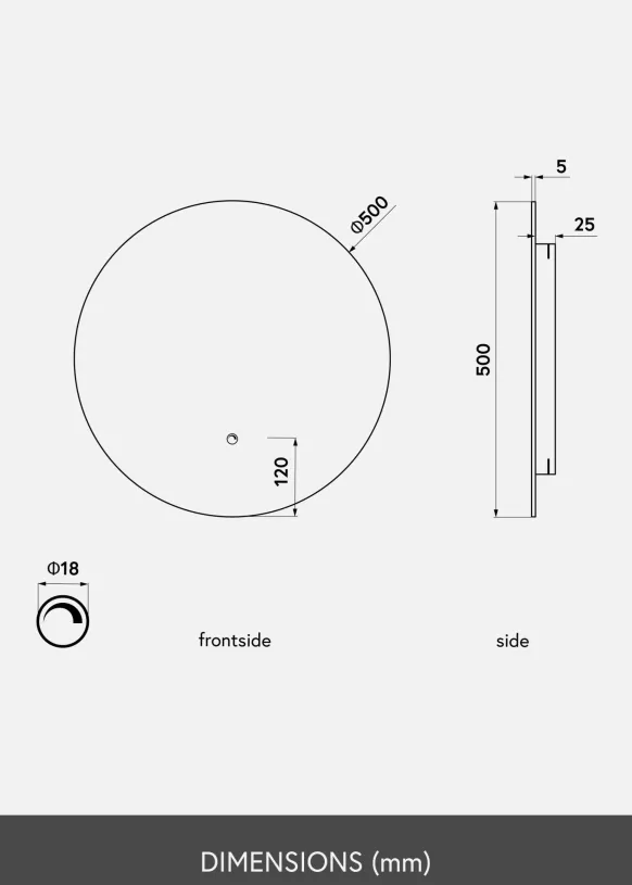 KAILA Spegel LED 50 cm Ø