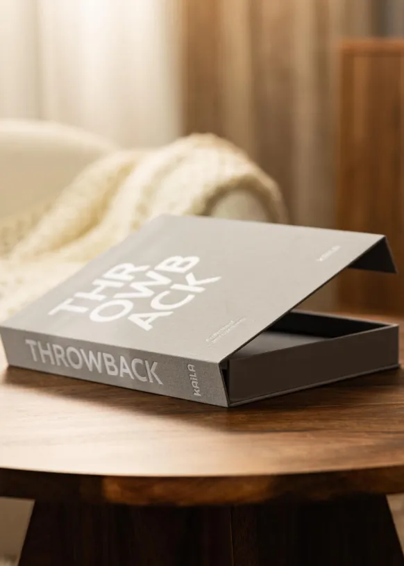 KAILA THROWBACK Grey/White - Coffee Table Photo Album (60 hojas negras)