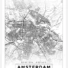 Karta - Amsterdam - Vit Canvastavla (30x40 cm)