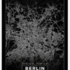 Karta - Berlin - Svart Canvastavla (30x40 cm)
