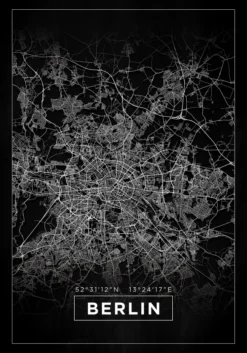 Karta - Berlin - Svart Poster (21x29.7 cm (A4))