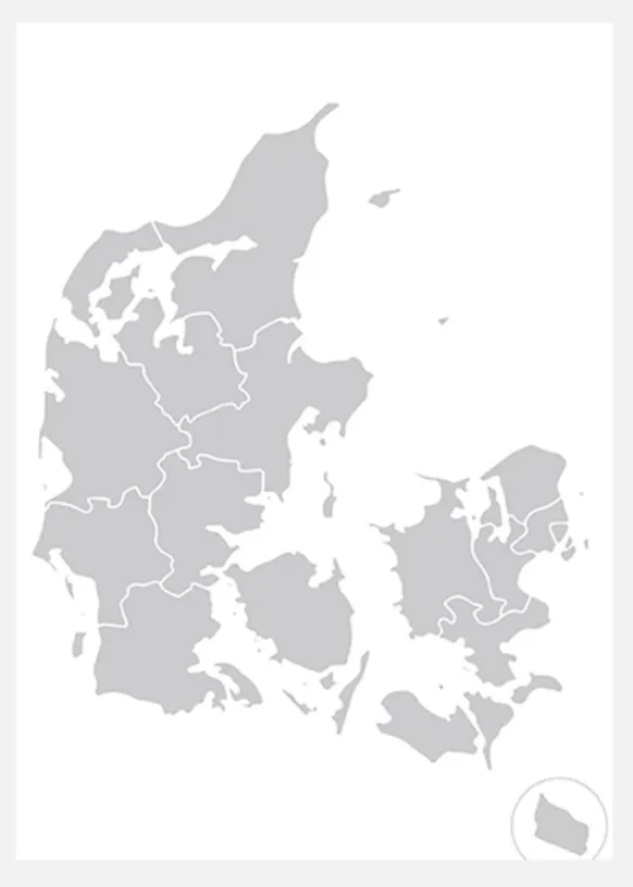 Karta - Danmark - Grå Canvastavla (30x40 cm)