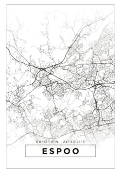 Karta - Espoo - Vit Poster (21x29.7 cm (A4))