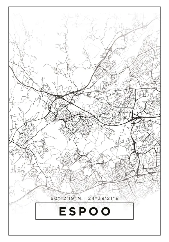 Karta - Espoo - Vit Poster (21x29.7 cm (A4))