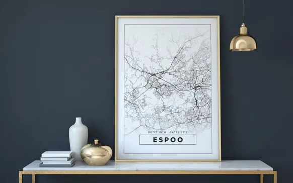 Karta - Espoo - Vit Poster (21x29.7 cm (A4))