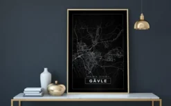 Karta - Gävle - Svart Poster (21x29.7 cm (A4))