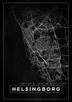 Karta - Helsingborg - Svart Poster (21x29.7 cm (A4))