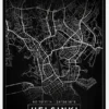 Karta - Helsinki - Svart Canvastavla (30x40 cm)