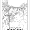 Karta - Jönköping - Vit Canvastavla (30x40 cm)