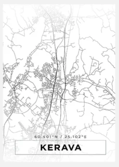 Karta - Kerava - Vit Canvastavla (30x40 cm)