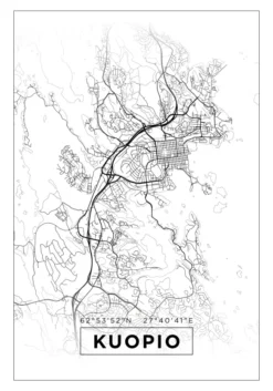Karta - Kuopio - Vit Poster (21x29.7 cm (A4))