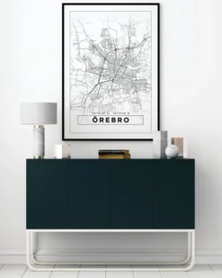 Karta - Örebro - Vit Poster (21x29.7 cm (A4))