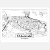 Karta - Södermalm - Vit Canvastavla (30x40 cm)