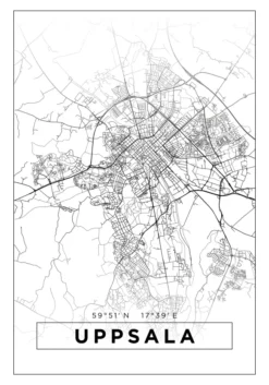Karta - Uppsala - Vit Poster (21x29.7 cm (A4))
